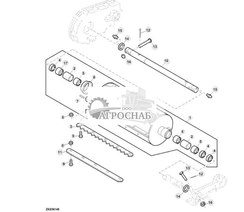 FEED ROLL WITH REPLACEABLE BARS (UPPER FRONT) 